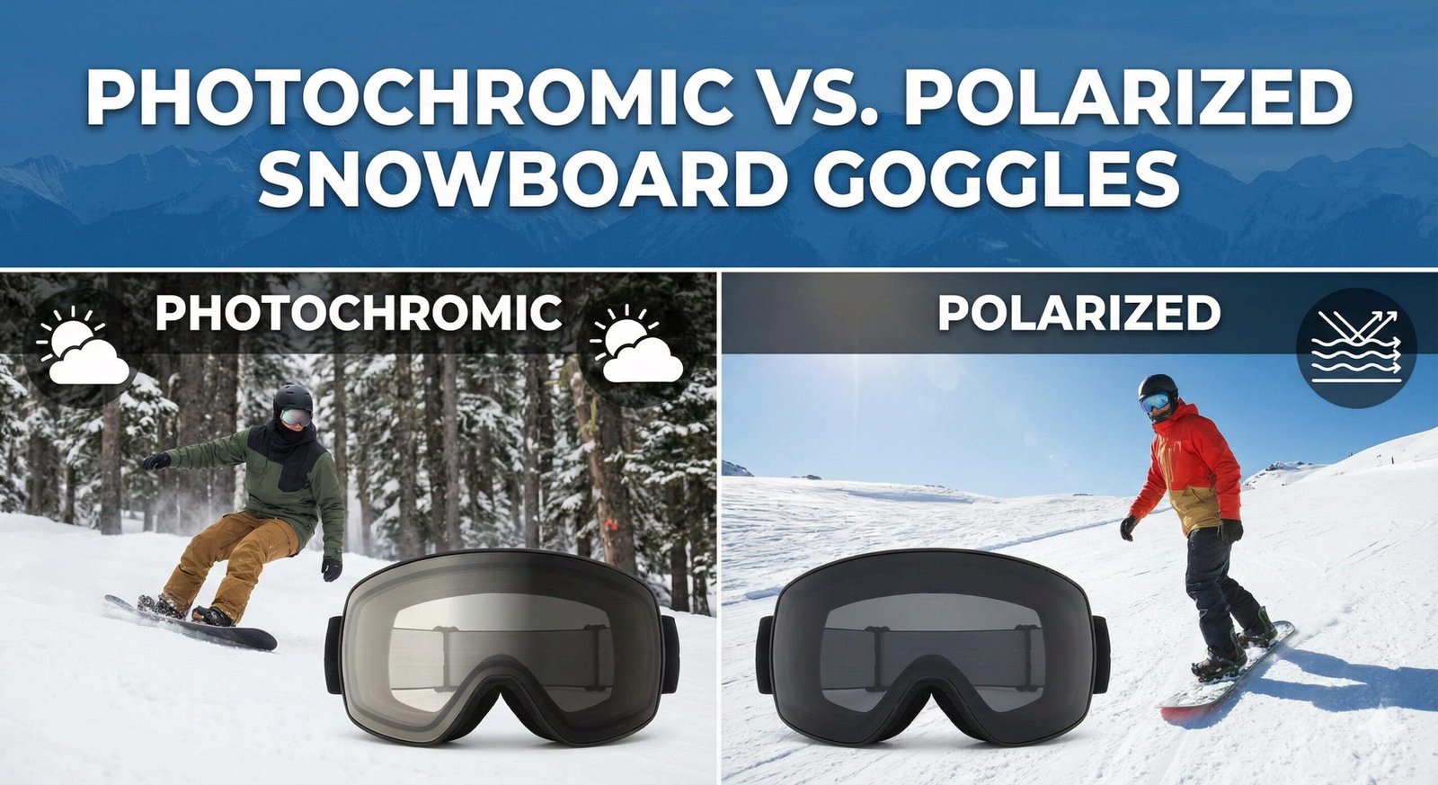 Photochromic vs polarized snowboard goggles